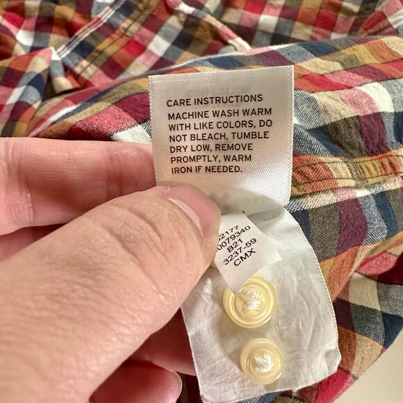 Best Made Co Mens' 2XL 100% Cotton Red Blue Gold Plaid Button Down L/S Shirt - Picture 7 of 8